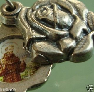 Medal Saint Francis of Assisi Rose Slide Tiny Silver Stigmata 3/4 
