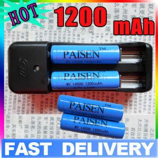   PaiSen 14500 1200mAh ICR Rechargeable Li ion Battery 3.7V AA + Charger