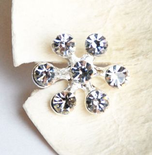 10 Rhinestone Crystal Silver Button Buckle Wedding Invitation 