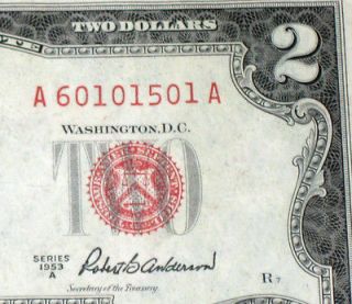 1953 A $2 Dollar Bill Red Seal Note VF VERY FINE**MORE CURRENCY FOR 