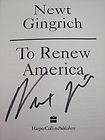 NEWT GINGRICH SIGNED TO RENEW AMERICA 1ST/1ST ED. HOUSE SPEAKER PROOF