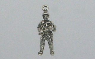 Sterling Silver3 D Policeman in Riot Gear Charm, New