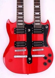   NEW RARE DOUBLE NECK SG STYLE 12/6 ELECTRIC GUITAR AND VERY NICE CASE