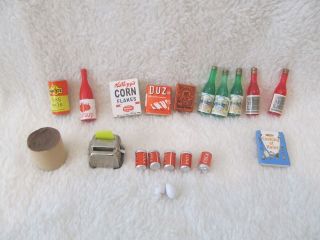 Vintage Miniature DollHouse Toaster Cans of Coke Corn Flakes Eggs 