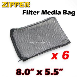 6pcs Media Filter Bags 8x 5 Bio Ball Bag w/Zipper Ceramic Ring Bag 