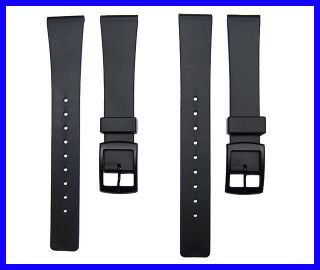 16mm 18mm Smooth Soft Black Rubber Watch Band Strap