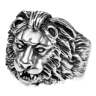   10,1​1,12,13 Silver Unique Lion Stainless Steel Men Ring US39E276
