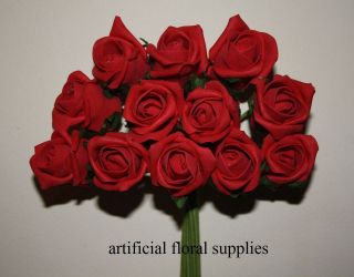 339)luxury 12 RED foam roses artificial flowers for weddings / cakes 
