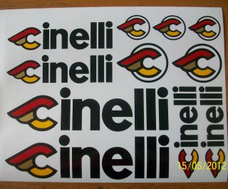 11 set CINELLI bicycles stickers decals rub on BLACK