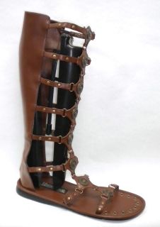 Brown Roman Greek Soldier Gladiator Sandals Costume Shoes Mens size 12 