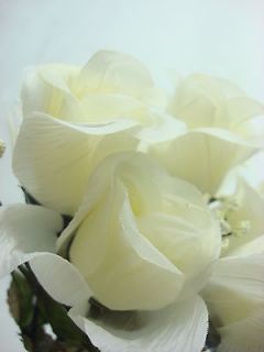 84 Silk Crinkle Roses CREAM Wedding Flowers BULK Artificial 