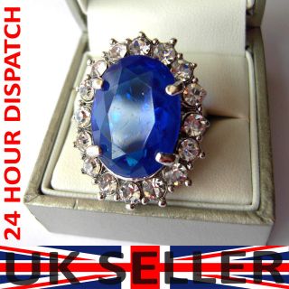   Ring silver color blue Zirconia gemstone kate middleton wedding ring