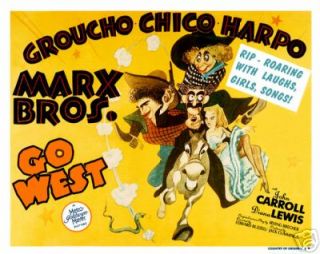 GO WEST LOBBY TITLE CARD POSTER MARX BROTHERS 1940
