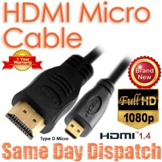 Micro HDMI Cable For Motorola Xoom BlackBerry PlayBook HTC LG 1M 1.5M 