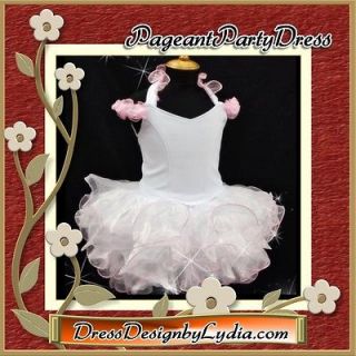 065Z Wedding Flower Girl White Shell Glamour National Pageant Party 