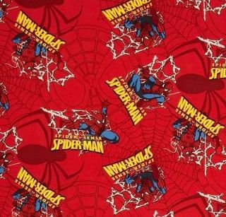 Spiderman Spider Badge and Webs on Red Fabric Fat Quarter