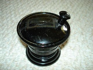   Bergamol black glass pharmacy pill crusher bowl lid 1910 J. V. Co