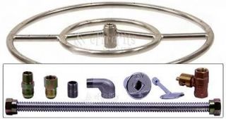 18 Round Stainless Steel Fire Pit Burner Ring Kit   Natural Gas
