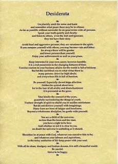A4 DESIDERATA POSTER PRINTED ON PARCHMENT EFFECT PAPER