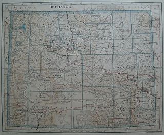 1917 Antique WYOMING Map Neat VINTAGE State Atlas Map PASTEL COLORS