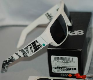 SPY BLOK White Crazy Print w/Grey Lens Sunglasses NEW, Authentic