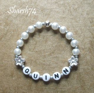 SALE Baby Child Sparkly Silver Flowers White Pearl Boutique Name 