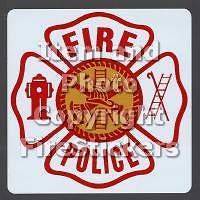 Large 4 Reflective FIRE POLICE Maltese Cross Stickers #138 4(2)