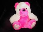   Bauer Hot Pink White Teddy Bear Plush Stuffed Toy Animal stripe feet