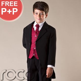 Boys Morning Suit Black Wine Wedding Page Boy Prom Tail Suit Age 0m 