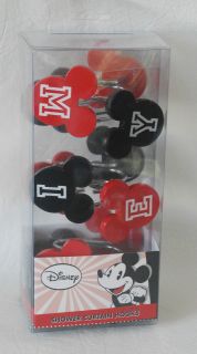 Disney Shower Curtain Hooks Mickey Mouse set of 12   New!