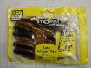 Storm Rattle Hot Craw Tube, 3 1/2 9 Pack, Brown Crawdad Color (New 