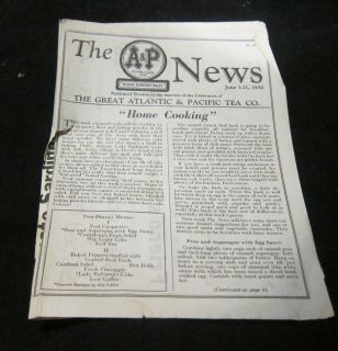   The A&P News Ad June 5 11 1930~supermarket~grocery store promo