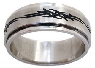 Barbed Wire 316L Surgical Stainless Steel Spinner Ring Sizes 8  13