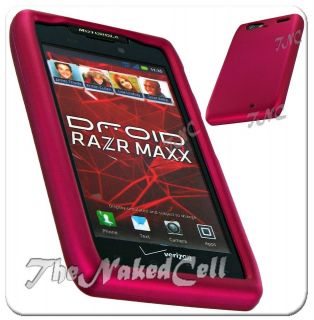 for MOTOROLA DROID RAZR MAXX XT916 HT PINK RUBBER COATED SNAP ON COVER 