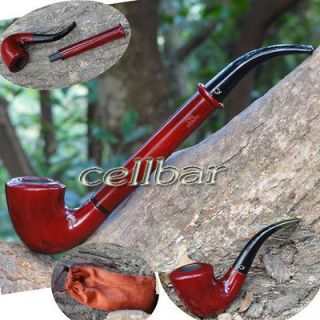 220mm Long Rosewood Wood Wooden Smoking Tobacco Pipe + Pouch