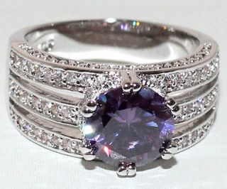 Exquisite Vintage Purple Tanzanite 14K White Gold Ring 8# R9 2