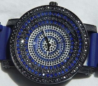   OUT HIP HOP SAPPHIRE BLACK PLATINUM 50 CENTS ICE KING BLING WATCH 007