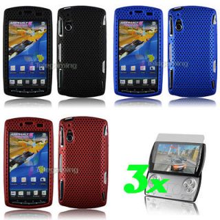   listed 3X MESH HARD CASE+RUBBER SONY ERICSSON XPERIA PLAY Black TG