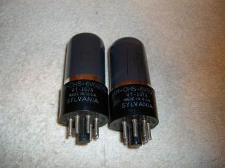 PAIR Sylvania SMOKED GLASS JAN CHS 6V6GT/G VT 107a Vacuum Tubes 