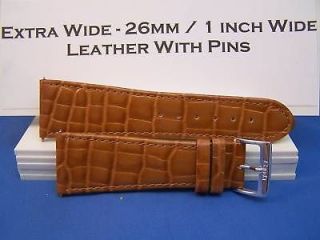 26mm Wide Tan Leather Strap.May Fit Techno Aqua Marine