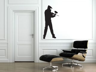 Paint Ball Masked Player With Gun Action Vinyl Wall Decal/Sticker A376
