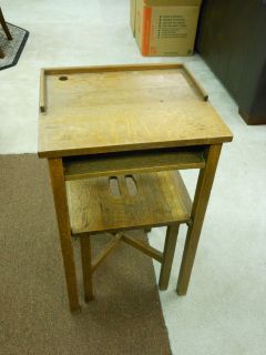 Quarter Sawn Oak Telephone Table w/ Nested Bench Original Finish 