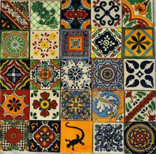 25 Mexican Talavera Tiles 4x4 Wall Decor # 512 █ SALE
