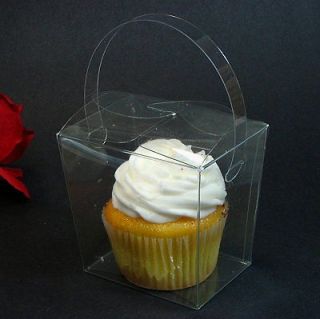 Clear Chinese Take Out Cupcake Wedding Favor Boxes   Lot of 12