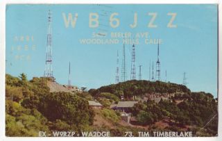   Radio Card California CA Woodland Hills Mt Wilson TV Television Towers