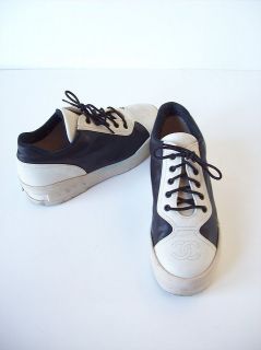   SNEAKERS sz 5/35 Chanel Black Platform Sneakers Shoes Chanel Shoes