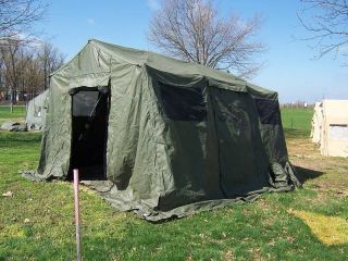 MILITARY BASE X TENT 203 ARMY SURPLUS CANVAS 210 SQ FT HAS 