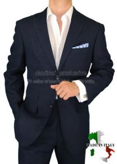 BIANCO BRIONI $1598 LINEN MADE IN ITALY MENS SUITS NAVY 40S