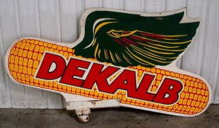 HUGE RARE 63 x 35 Dekalb flying wing corn dealer test plot sign DOUBLE 