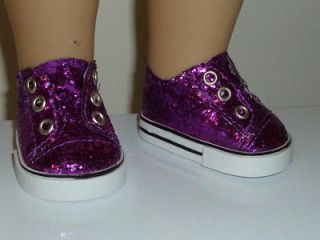 Purple Glitter Slip On Tennis Shoes Sneaker Fits 18 American Girl 